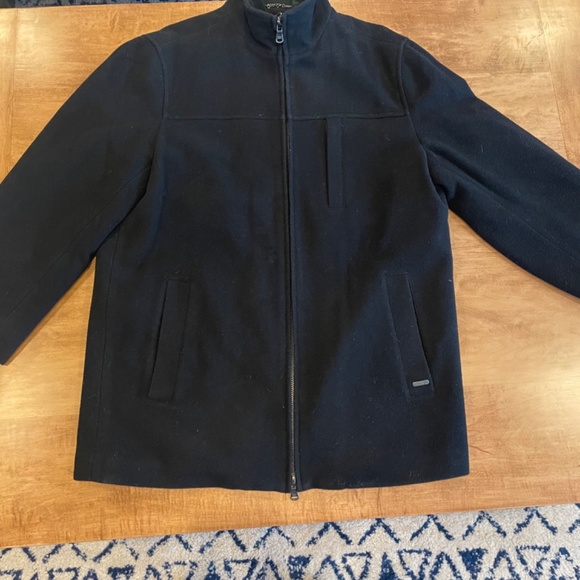 Calvin Klein Black Wool Coat. Size Medium. - Picture 6 of 7